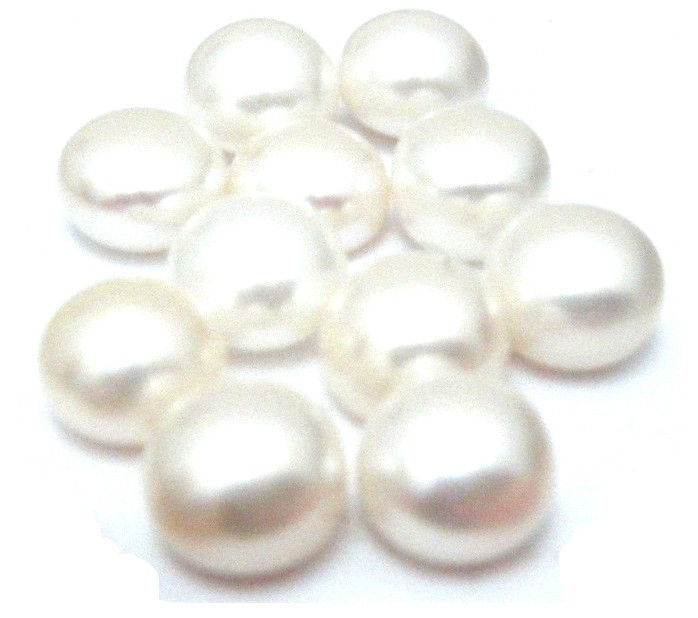 White 8.5-9mm Half Drilled Button Single Pearls